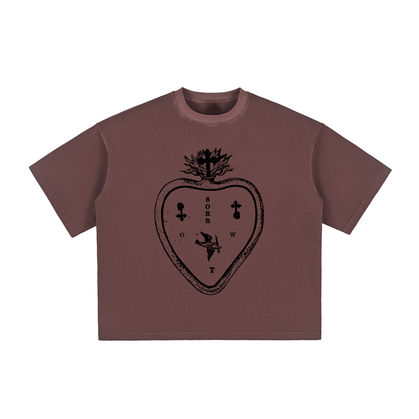 SORROW/SORRY SACRED HEART Boxy Vintage Washed T-Shirt