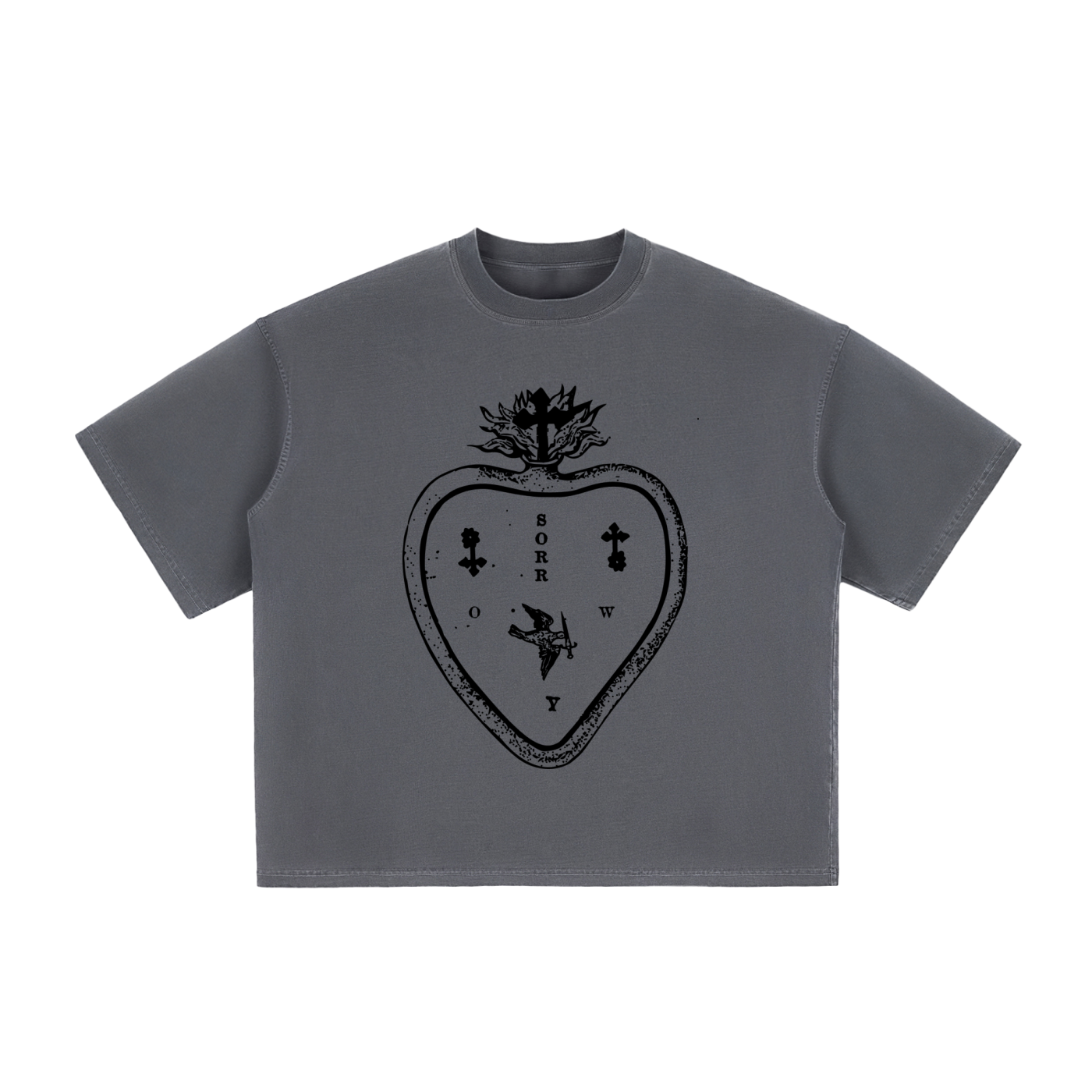 SORROW/SORRY SACRED HEART Boxy Vintage Washed T-Shirt